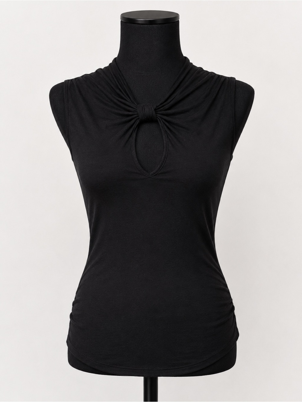 Studio Y Black Sleeveless Tank with Knotted Keyhole Neck
